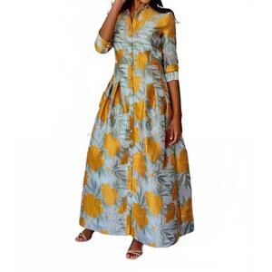 NEW ABBEY GLASS cecilia gown in orange pansy vine organza